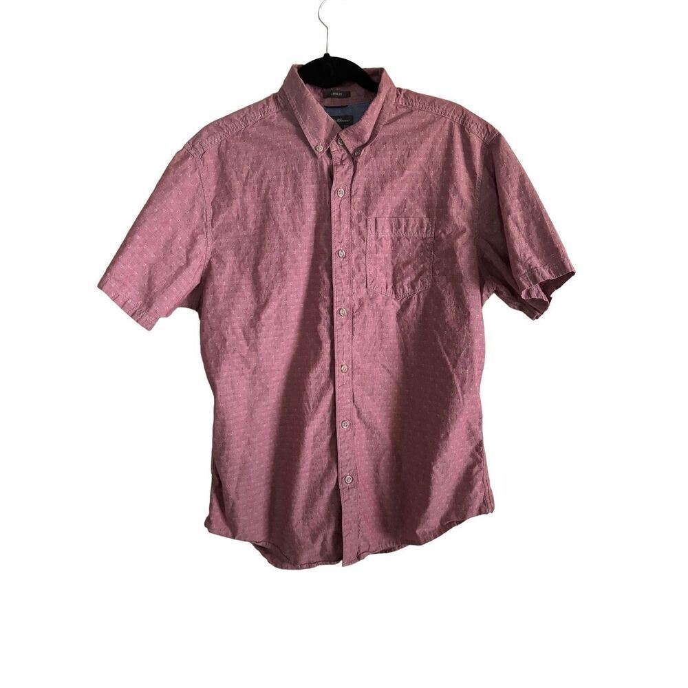 Eddie Bauer Red Baja Short Sleeve Button Down Shirt Size Large SEE Measurements